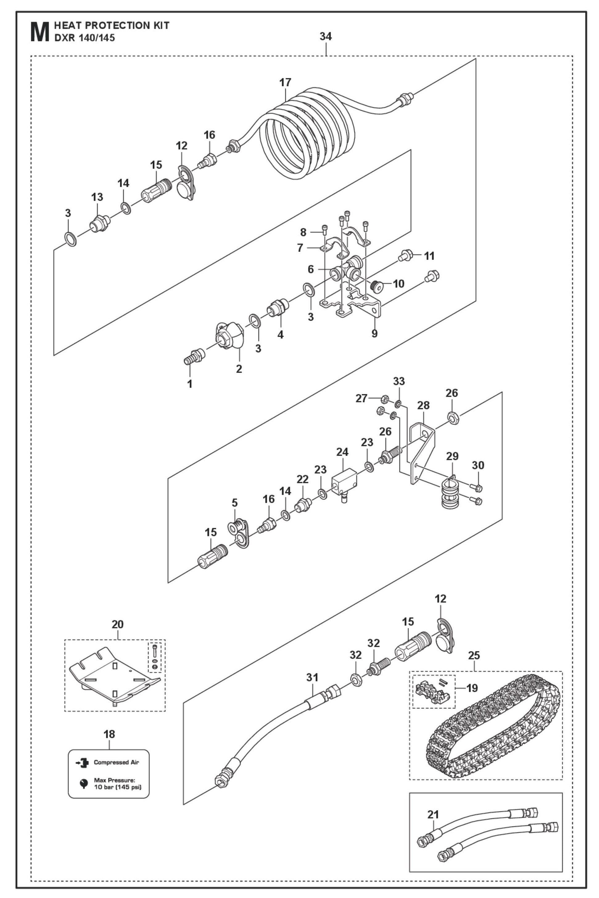 Heat Protection Kit Parts for DXR 140 By Husqvarna