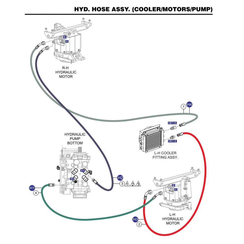 STX6H Hyd. Hose Assembly (Cooler/Motors/Pump)