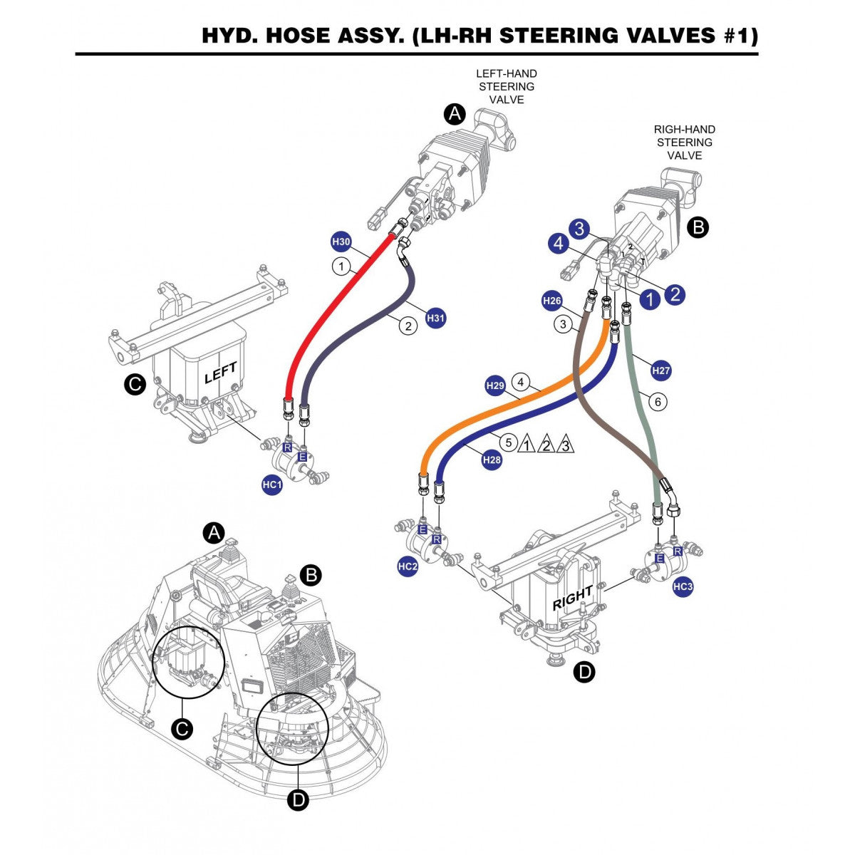 STX6H Hyd. Hose Assembly (LH-RH Steering Valves 1)