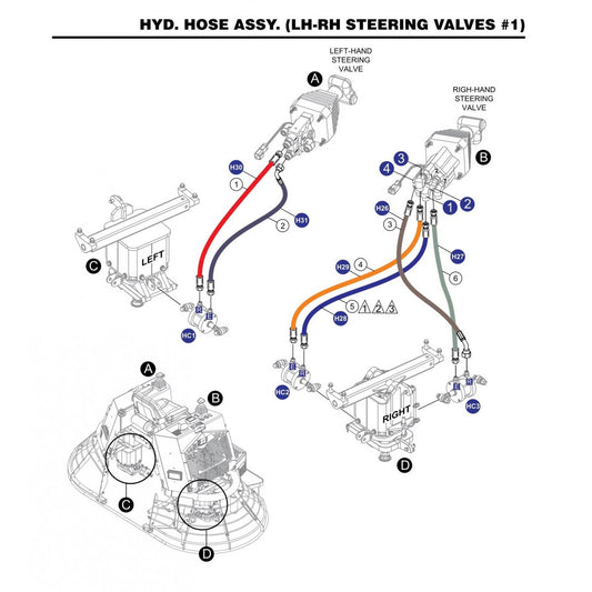 STX6H Hyd. Hose Assembly (LH-RH Steering Valves 1)