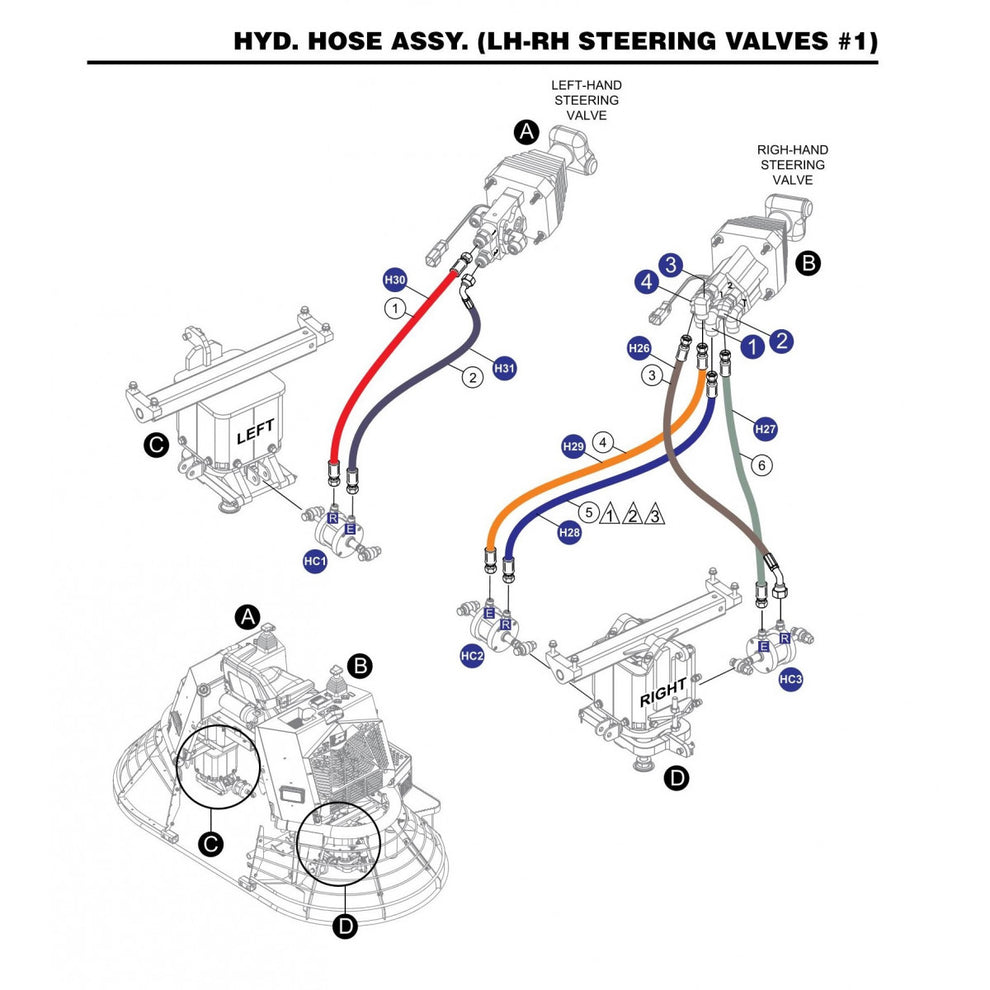 STX6H Hyd. Hose Assembly (LH-RH Steering Valves 1)