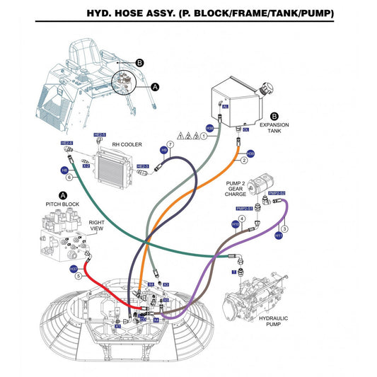 STX6H Hyd. Hose Assembly (P.Block/Frame/Tank/Pump)