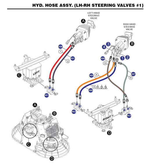 HTX6H Hyd. Hose Assembly (LH-RH Steering Valves 1)