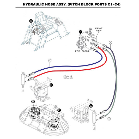HTXD6I Hydraulic Hose Assembly (Pitch Block Ports C1-C4)