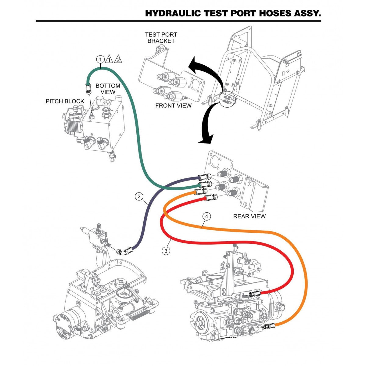 HTXD6I Hydraulic Test Port Hoses Assembly