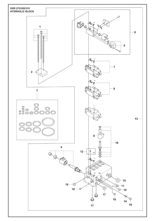 Hydraulic Block Parts for DXR 275 By Husqvarna