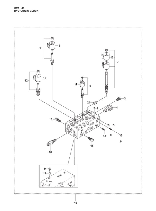 Hydraulic Block Parts for DXR 140 By Husqvarna