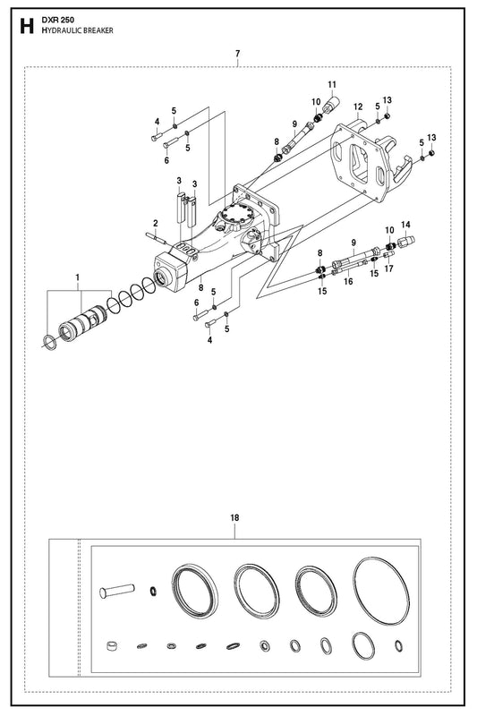 Hydraulic Breaker Parts for DXR 250 By Husqvarna