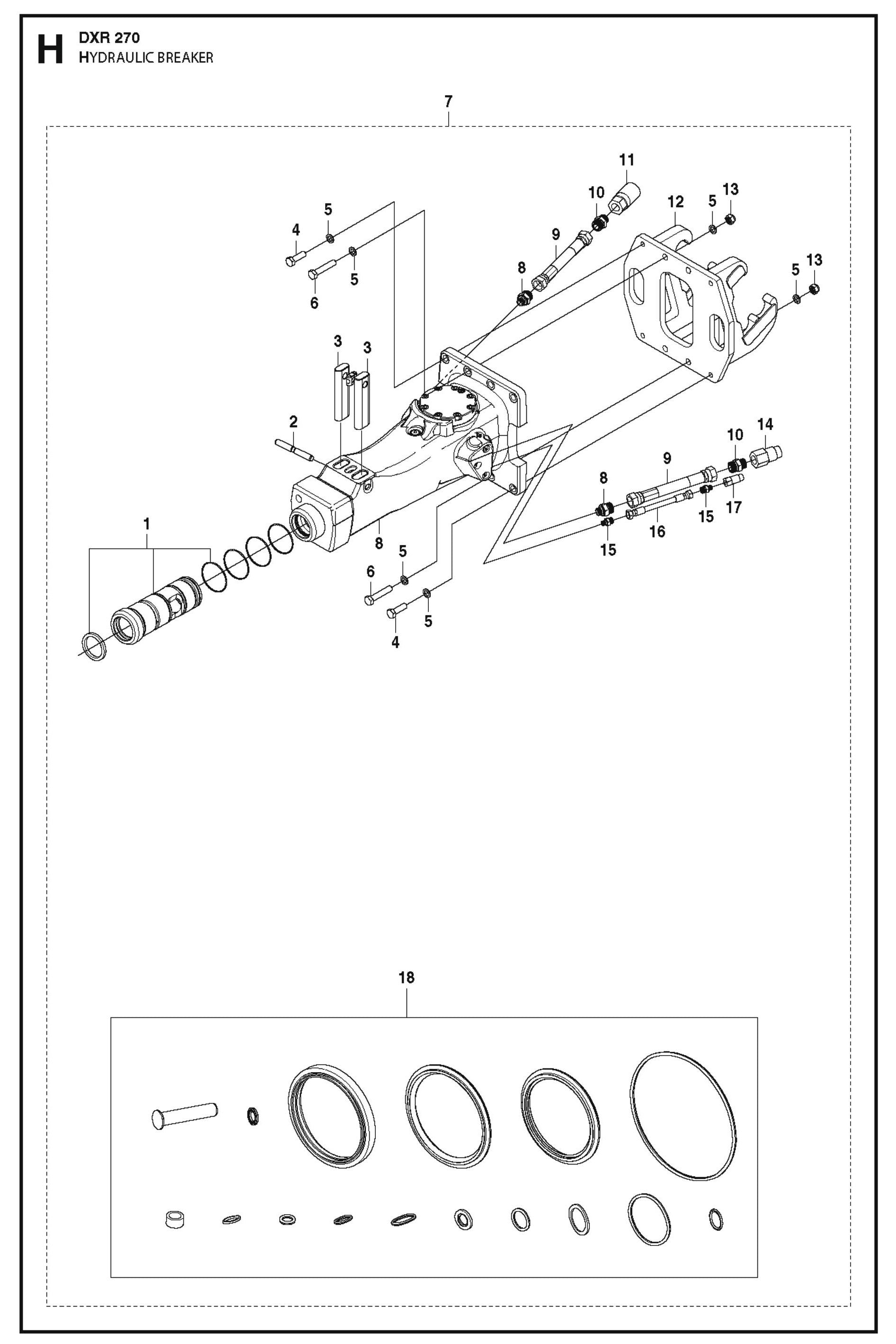 Hydraulic Breaker Parts for DXR 270 By Husqvarna