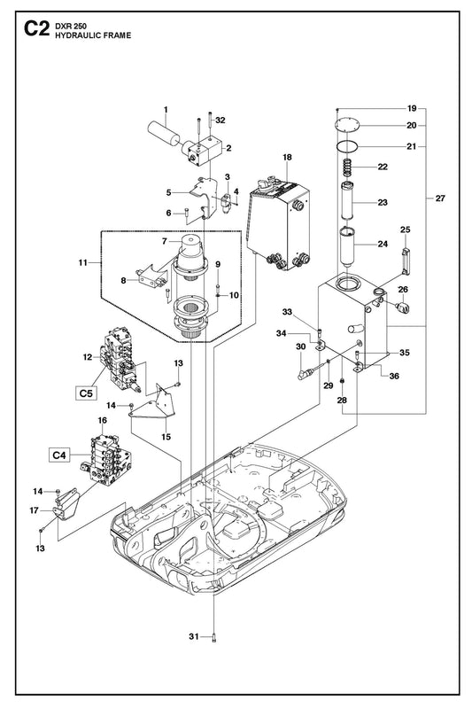 Hydraulic Frame Parts for DXR 250 By Husqvarna