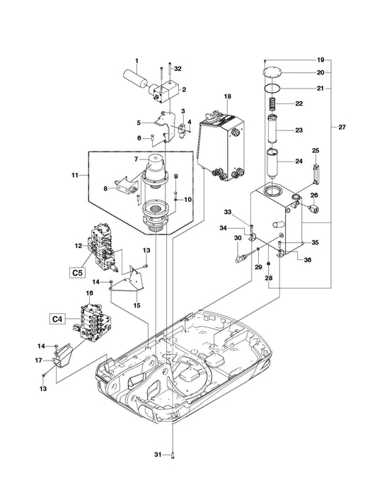 Hydraulic Frame Parts for DXR 300 By Husqvarna
