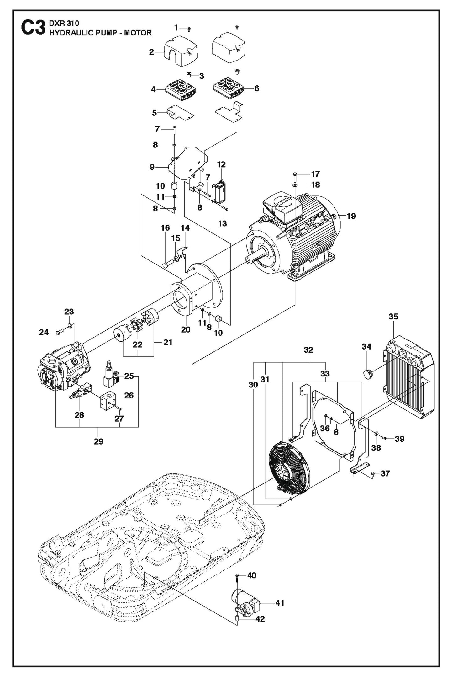 Hydraulic Pump Motor Parts for DXR 310 By Husqvarna