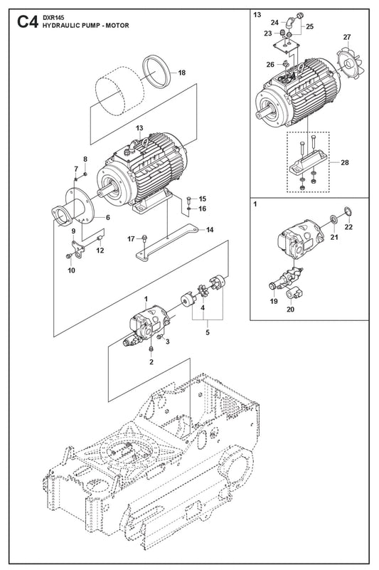 Hydraulic Pump Motor Parts for DXR 145 By Husqvarna