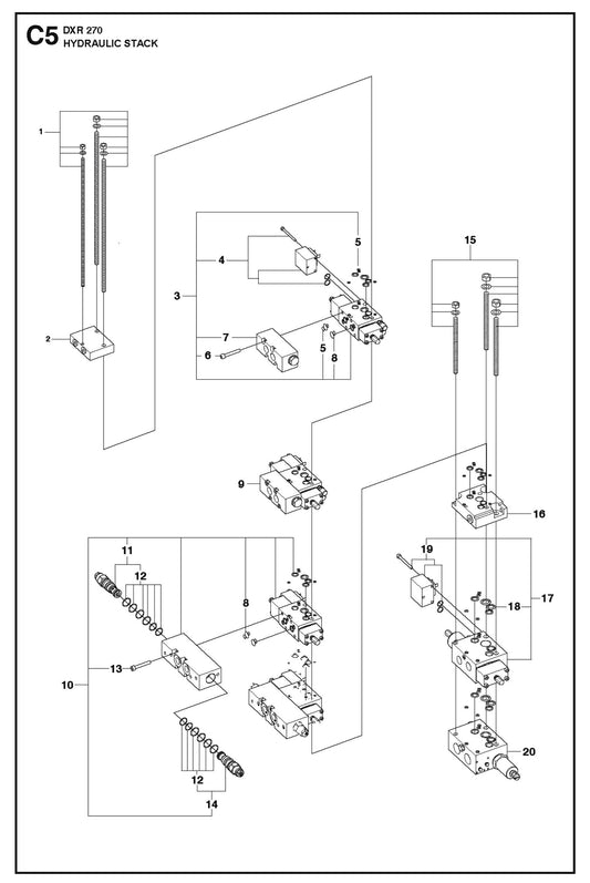 Hydraulic Stack Parts for DXR 270 By Husqvarna