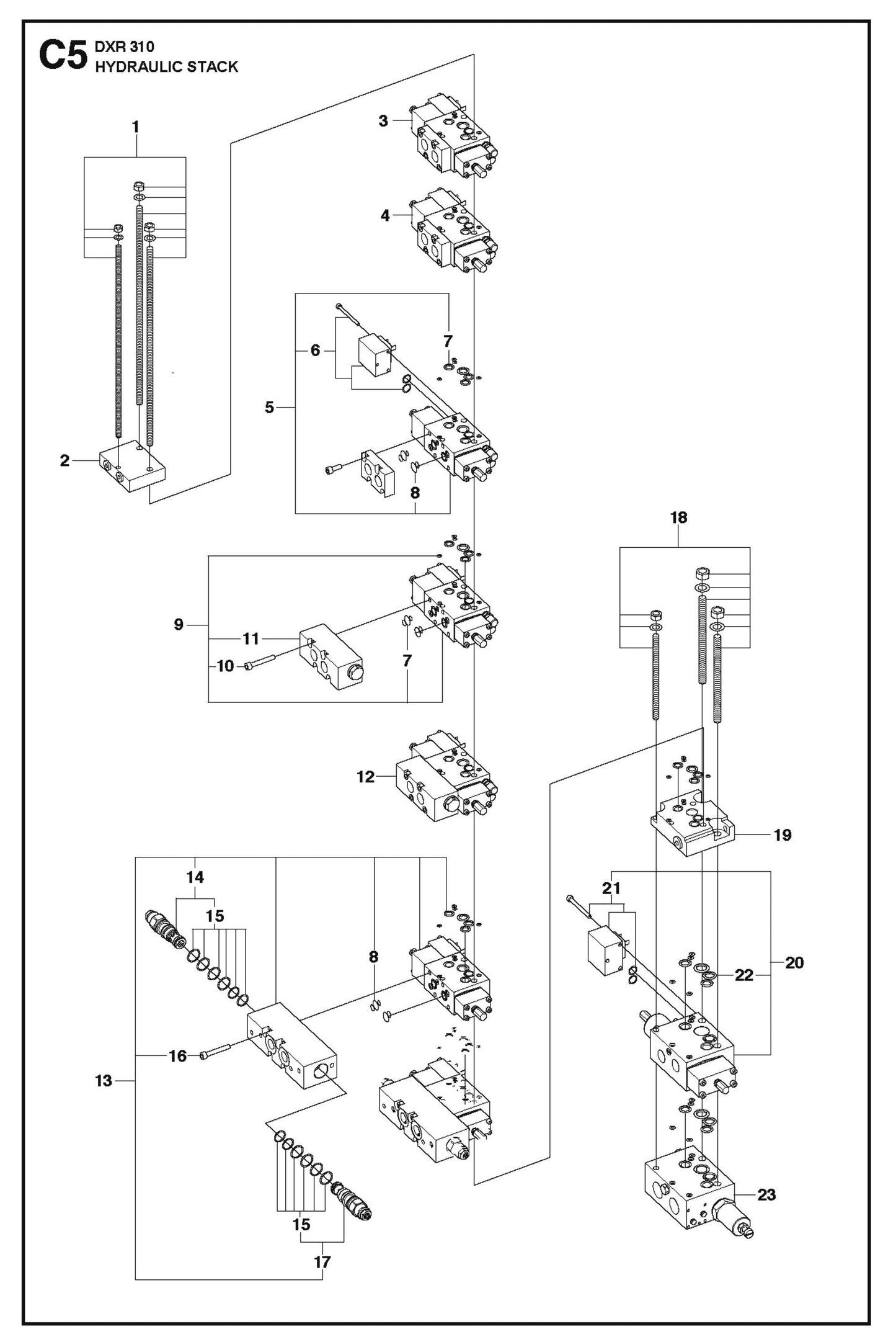 Hydraulic Stack Parts for DXR 310 By Husqvarna