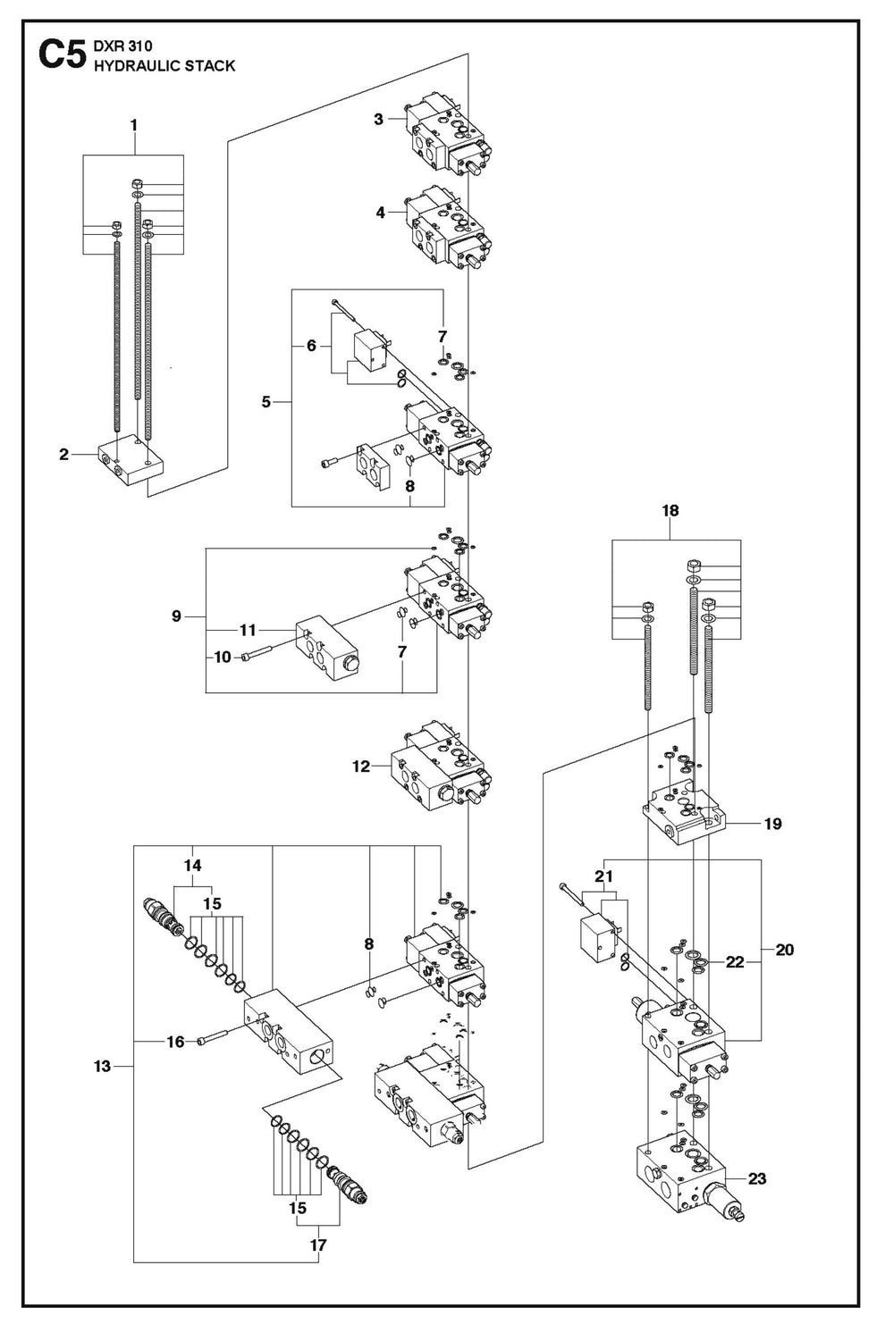 Hydraulic Stack Parts for DXR 310 By Husqvarna