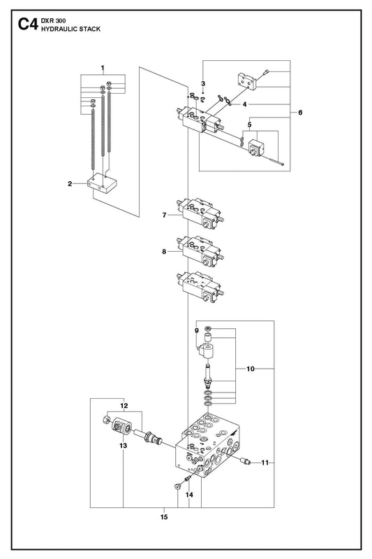 Hydraulic Stack fig 1 Parts for DXR 300 By Husqvarna