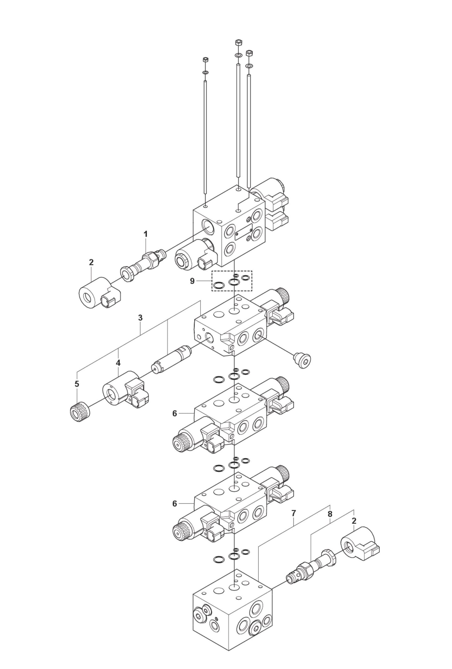 Hydraulic Stack fig 2 Parts for DXR 95 By Husqvarna