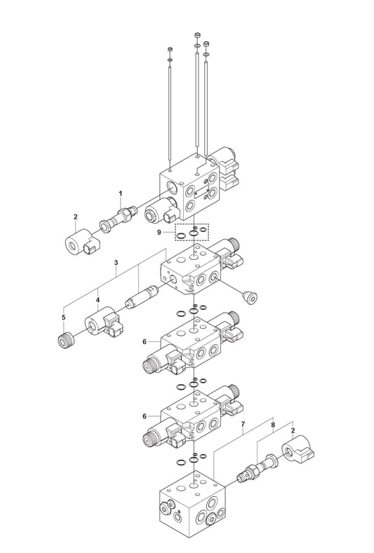 Hydraulic Stack fig 2 Parts for DXR 95 By Husqvarna