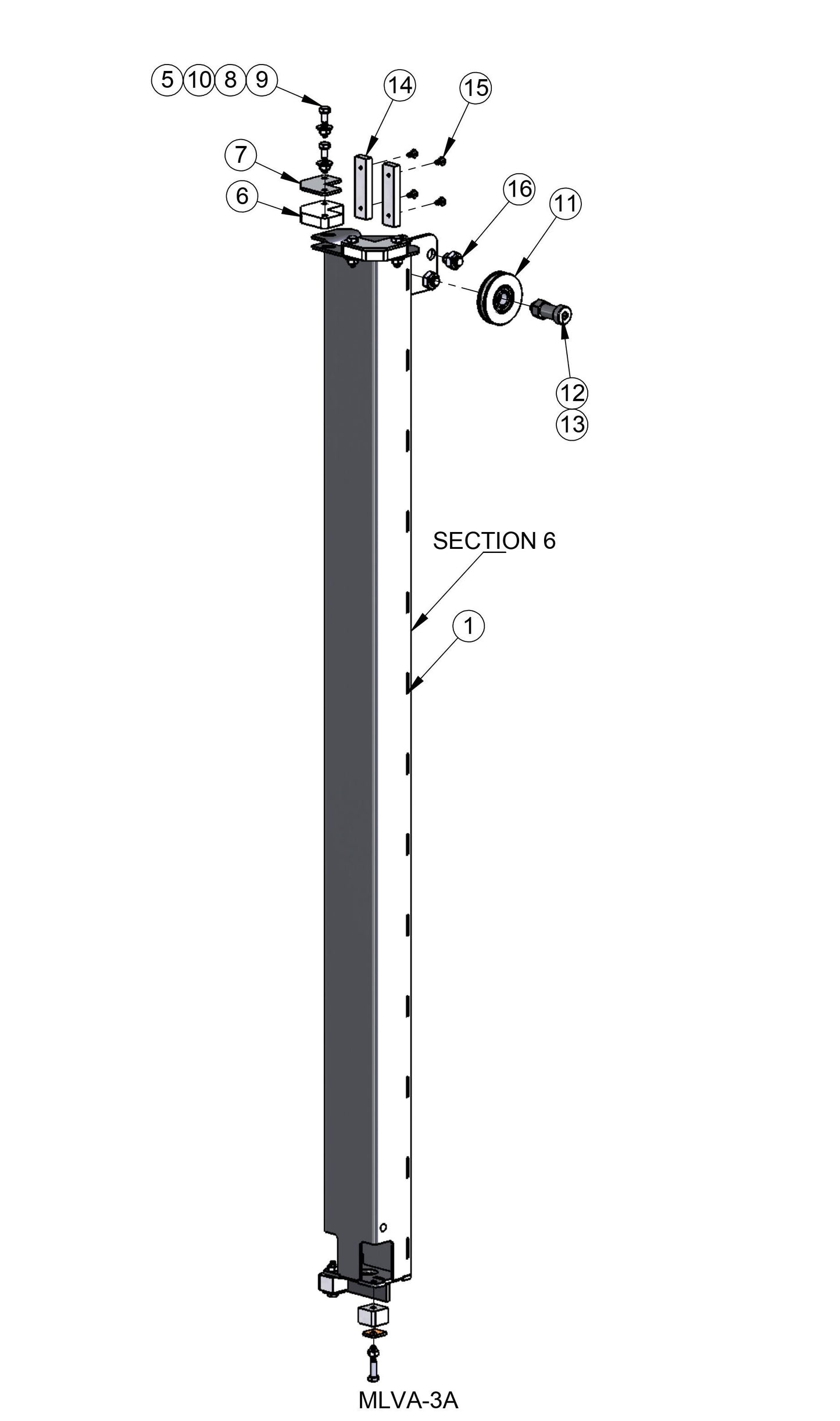 V-Series Maxi-Lite 7.5-8KW-Hydraulic Tower Section 6 Parts By Allmand