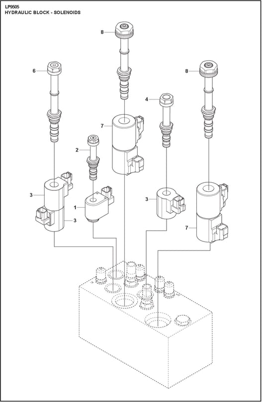 Hydraulic Block- Solenoids Parts For LP 9505 Trench Roller By Husqvarna