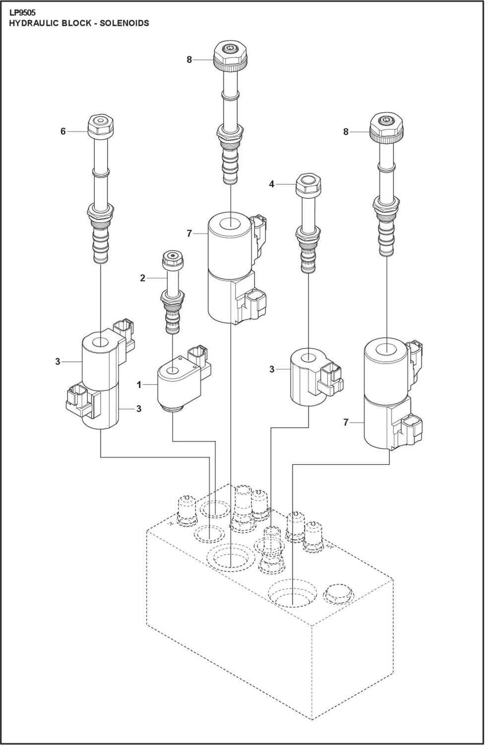 Hydraulic Block- Solenoids Parts For LP 9505 Trench Roller By Husqvarna