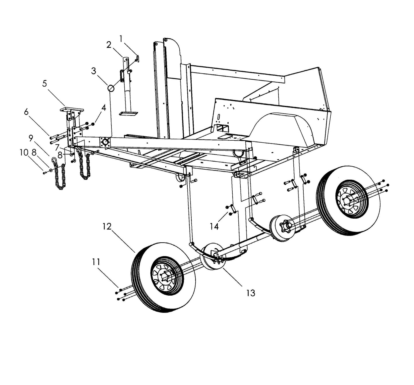 Maxi-Lite Hydraulic Tower-Hydraulic Brake Axle Assembly,Hitch Assembly and Tongue Jack Parts By Allmand