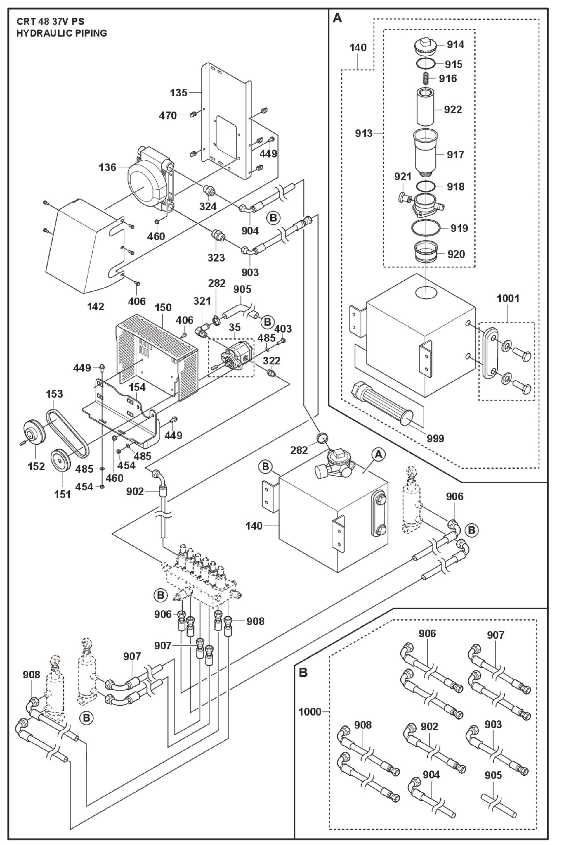 Hydraulic Piping Fig (1) Parts For CRT 48 PS Petrol By Husqvarna