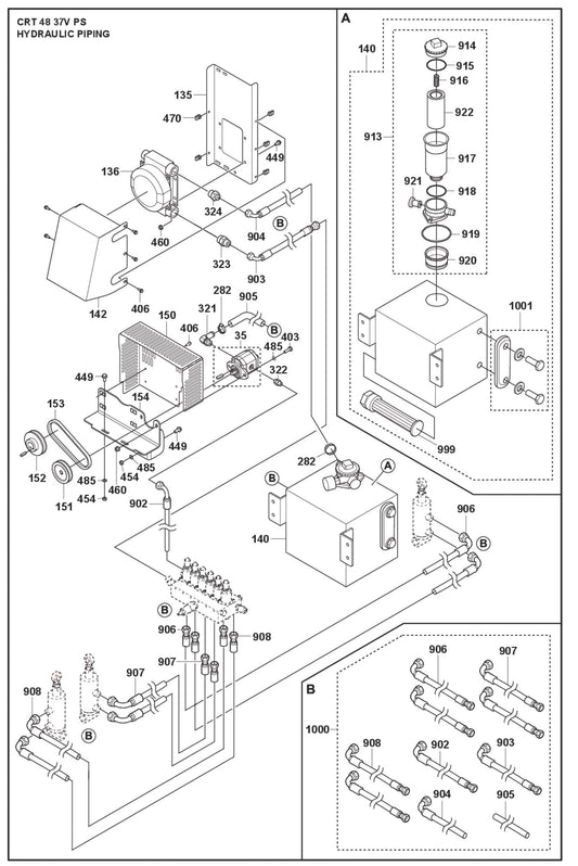 Hydraulic Piping Fig (1) Parts For CRT 48 PS Petrol By Husqvarna