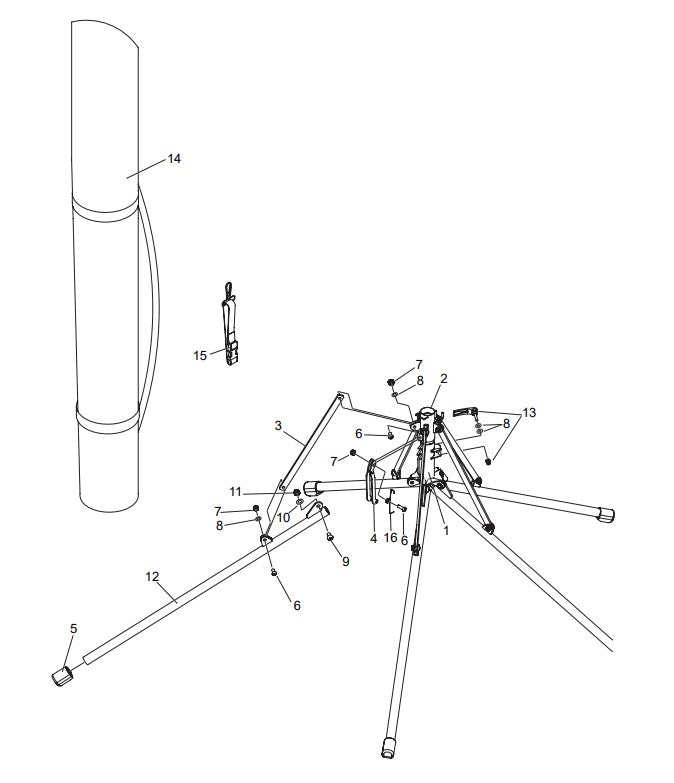 Pentapod Assembly Parts-GB8LED (S/N G3800001 and above), GB8LEDB (S/N G3900001 and above)