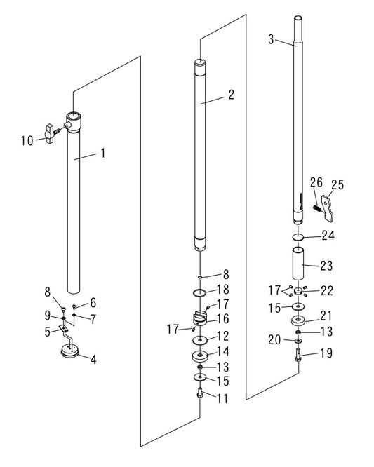 Mast Assembly Parts-GB8LED (S/N G3800001 and above), GB8LEDB (S/N G3900001 and above)