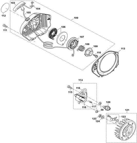 Ignition Coil, Flywheel, Starter Assembly Parts EA4300FRDB, EA4300F40B Gas Chain Saw Parts by Makita
