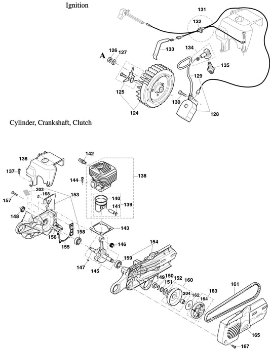 Ignition, Cylinder, Crankshaft, Clutch  DPC6410, DPC6411 Cutter Assembly parts By Makita