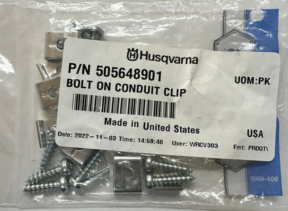 505648901 BOLT ON CONDUIT CLIP FOR EARLY ENTRY SAW BY HUSQVARNA