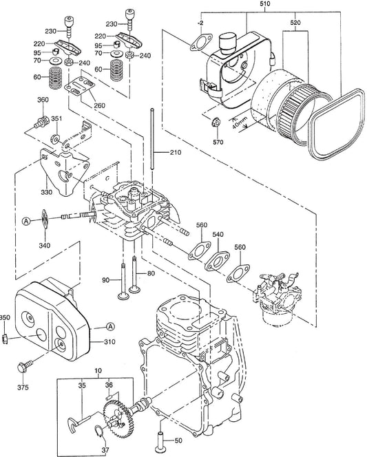 MT55F Robin EH-090D Engine Intake And Exhaust Assembly Parts