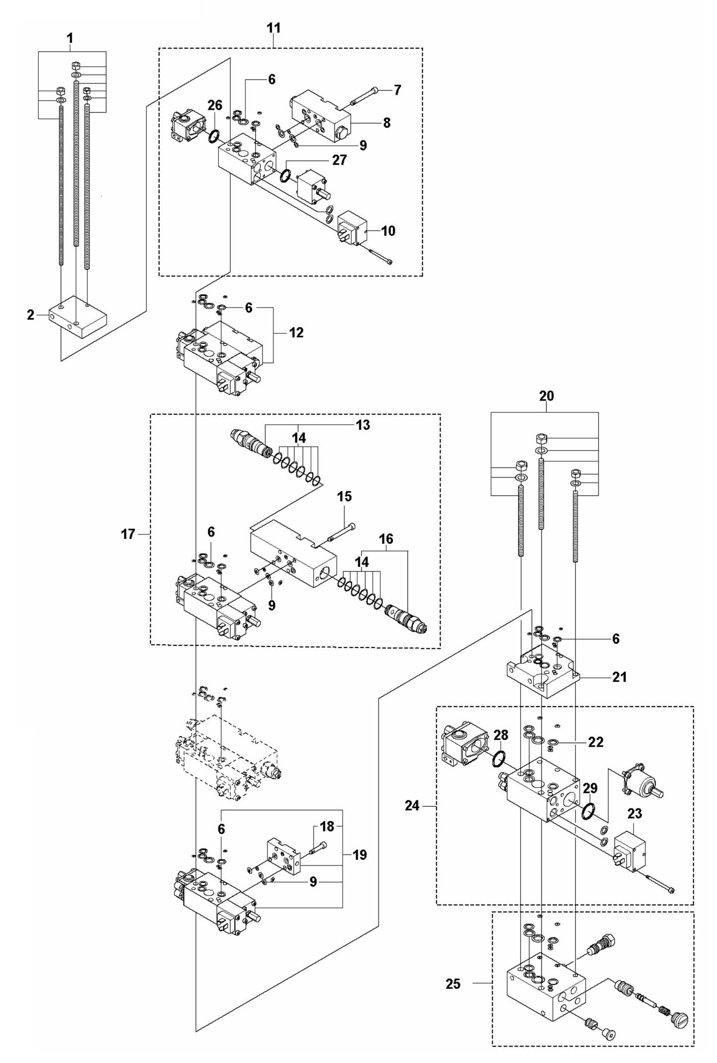 DXR 140 Hydraulic Stack Assembly-1 Parts
