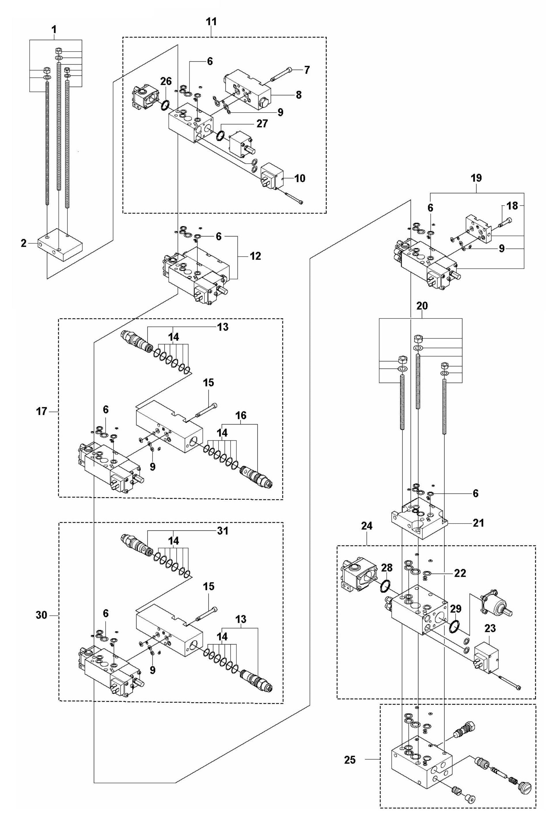 DXR 140 Hydraulic Stack Assembly-2 Parts