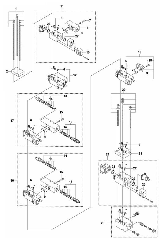 DXR 140 Hydraulic Stack Assembly-2 Parts