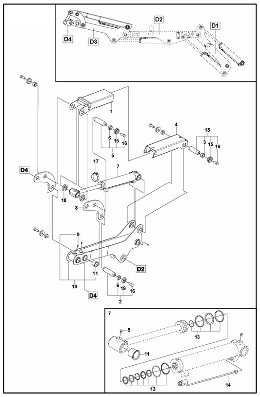 DXR 140 Arm Three Assembly Parts