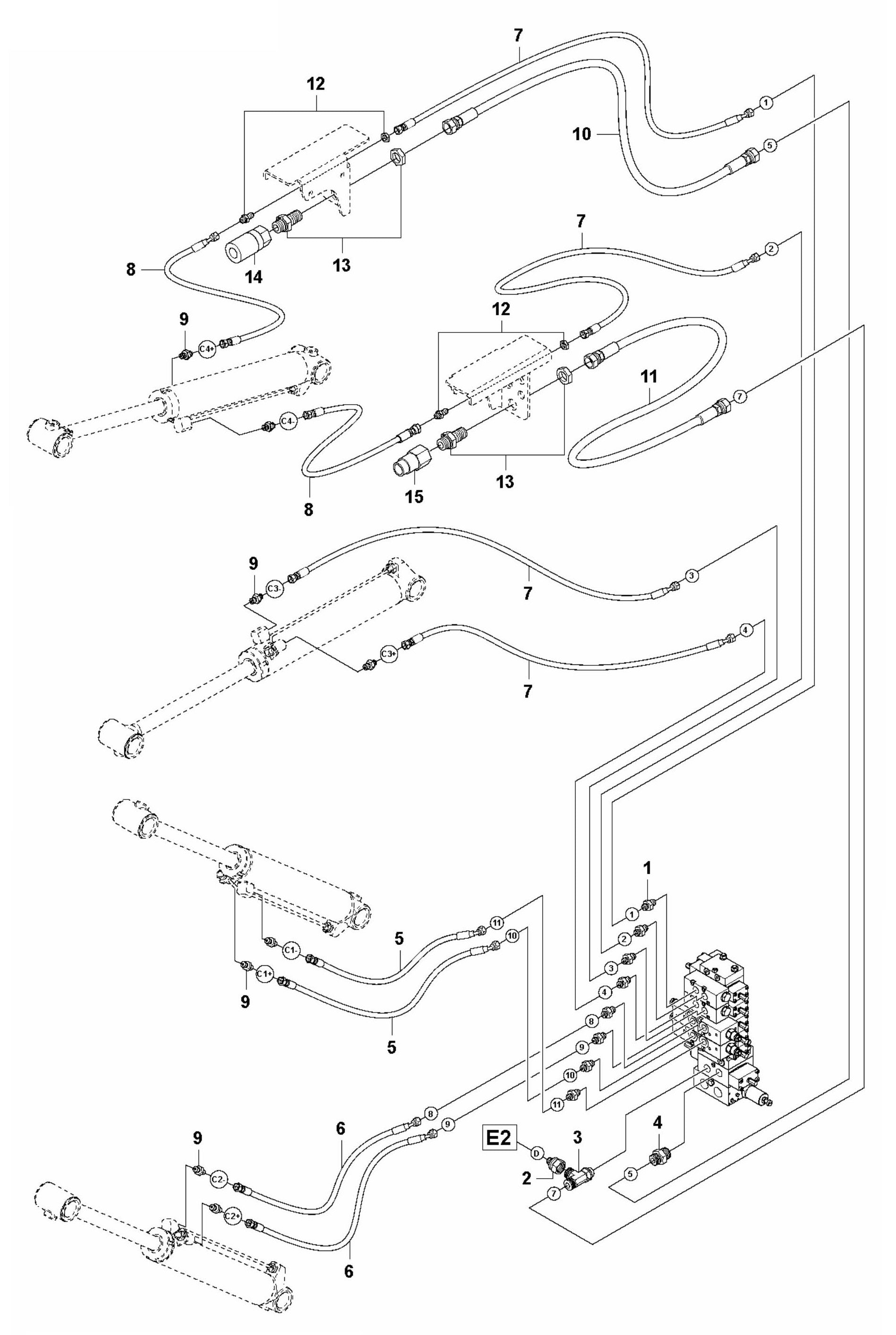 DXR 140 Hydraulic Hoses Arm Assembly Parts
