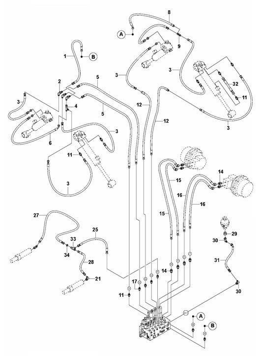 DXR 140 Hydraulic Hoses Tracks and Support Legs Assembly Parts