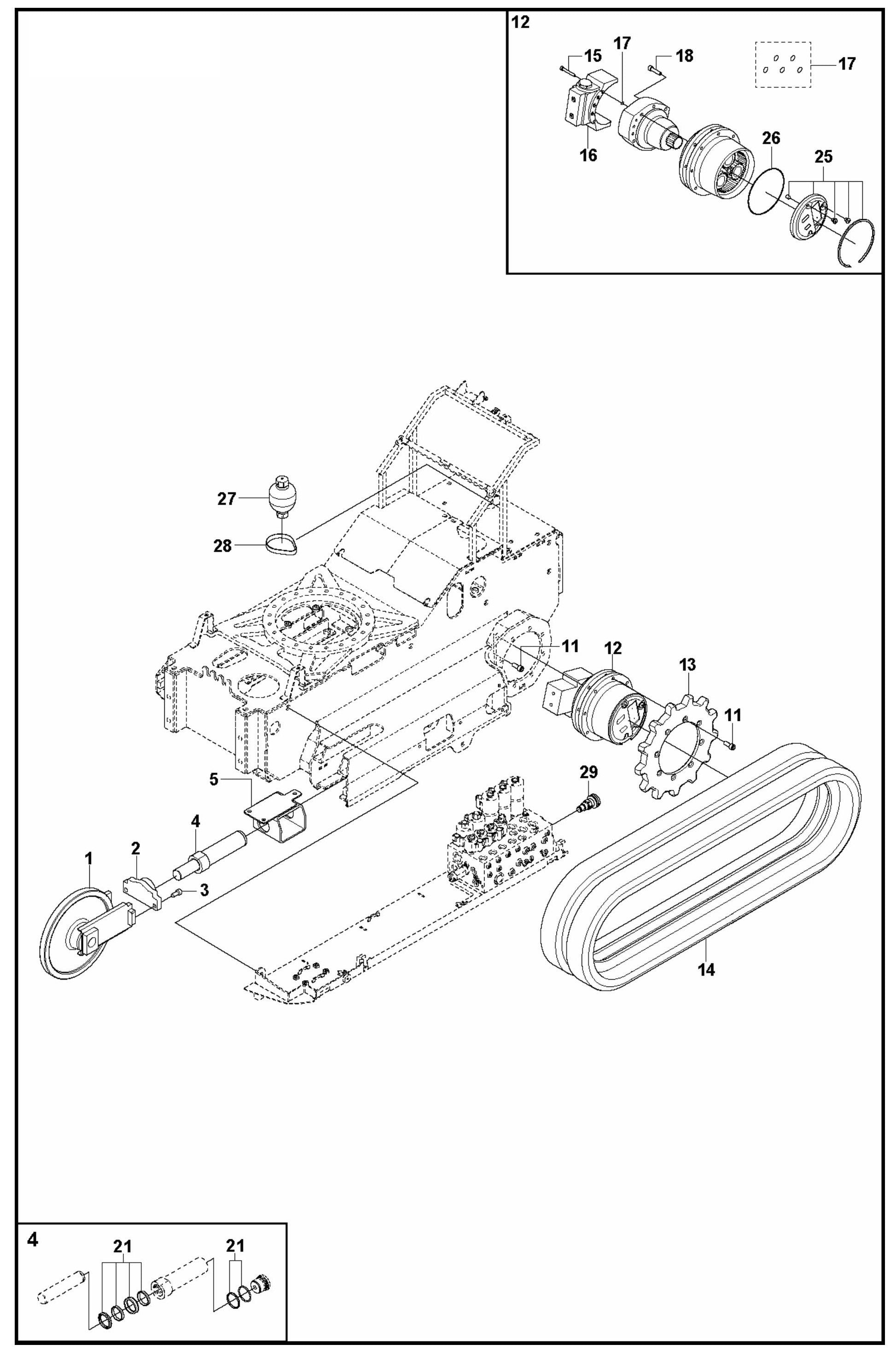 DXR 140 Track System Assembly Parts