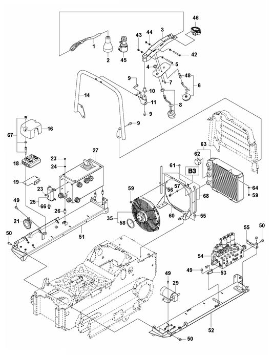 DXR 140 Side Boxes and Hydraulic Cooler Assembly Parts