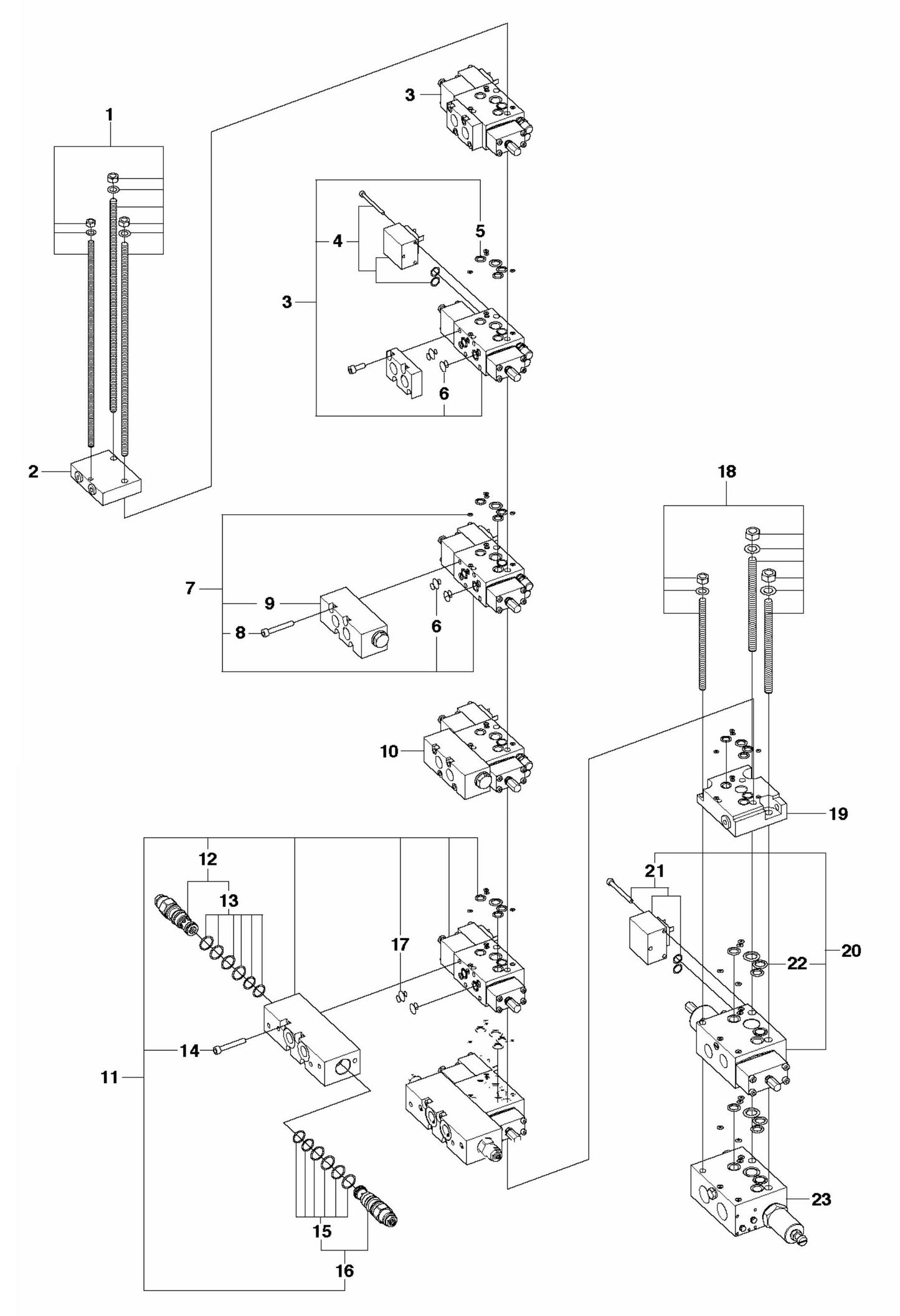 DXR 250 Hydraulic Stack Assembly-2 Parts