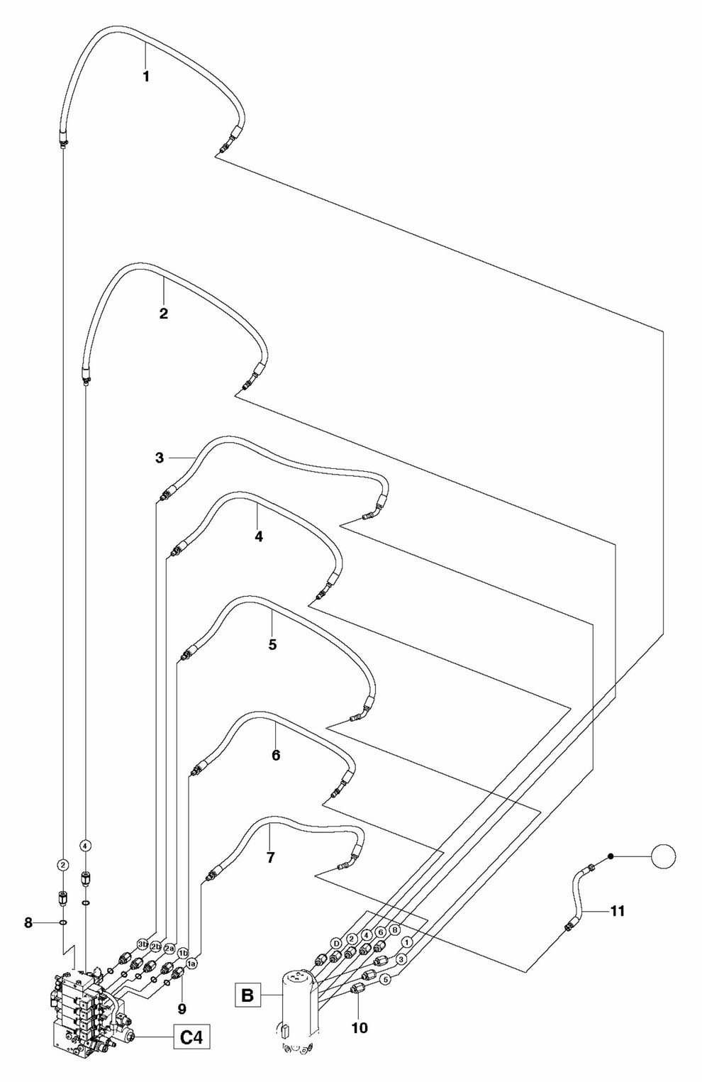 DXR 250 Hydraulic Hoses Swivel Assembly Parts