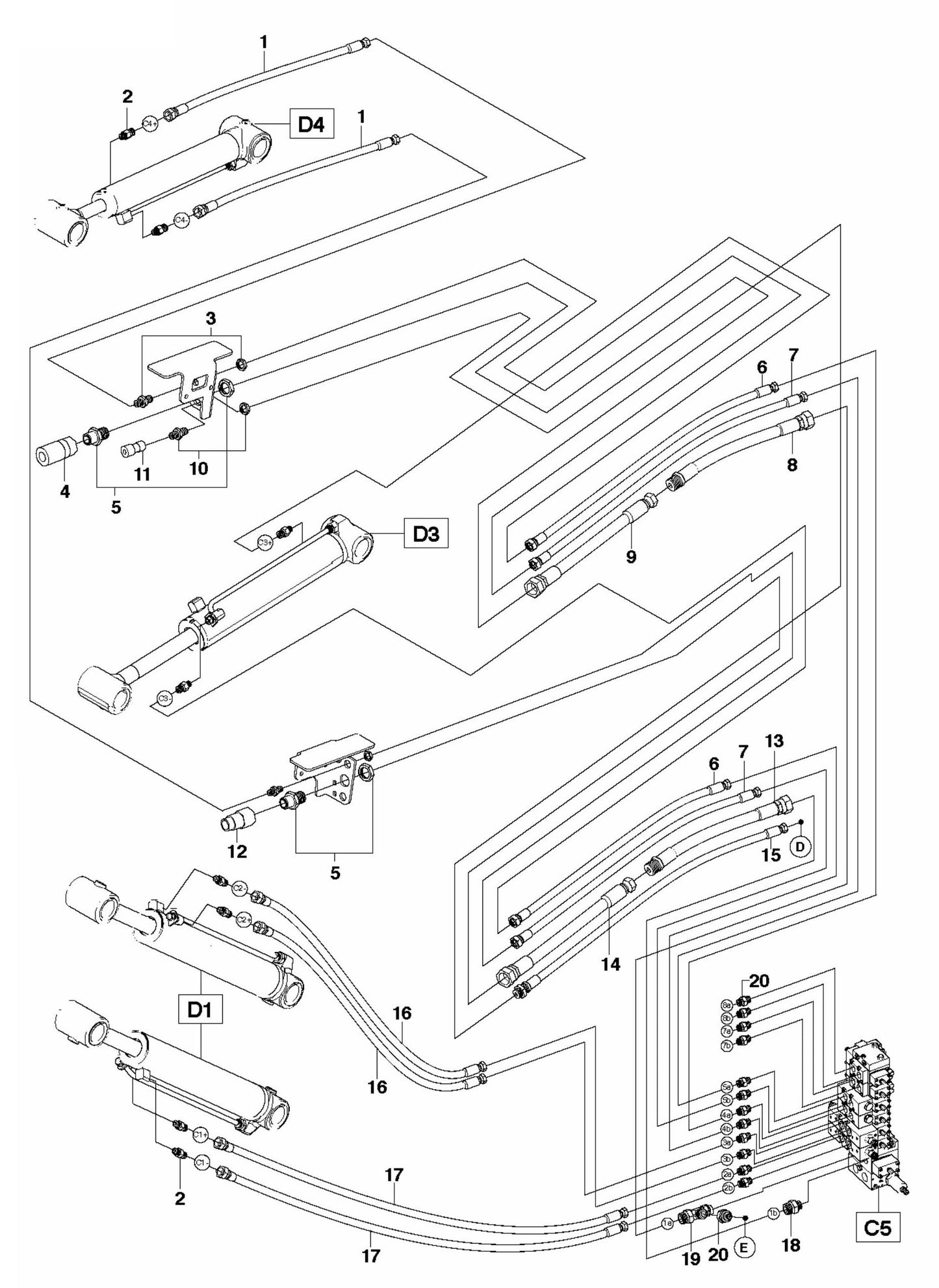 DXR 250 Hydraulic Hoses Arm Assembly Parts