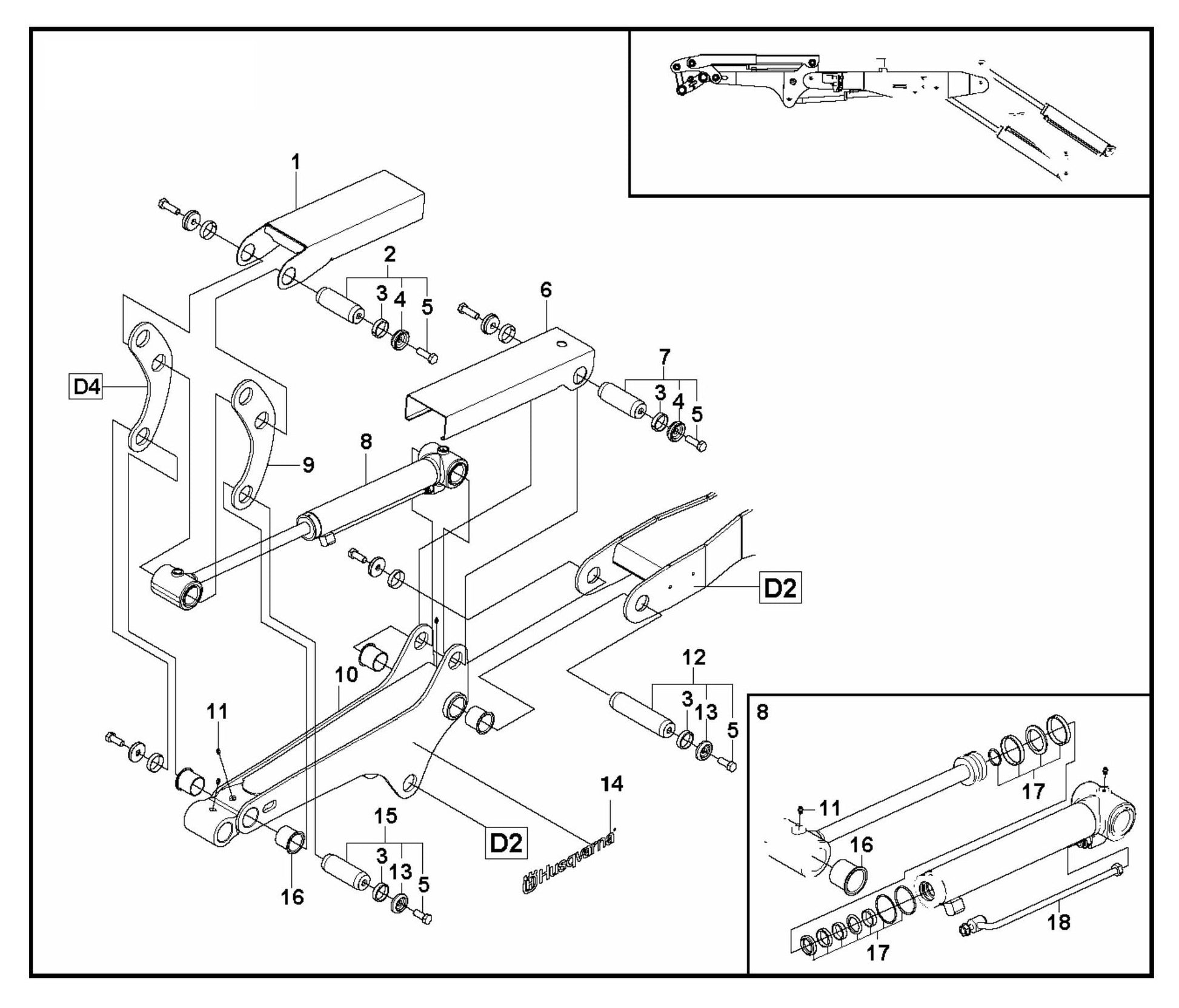 DXR 270 Arm Three Assembly Parts