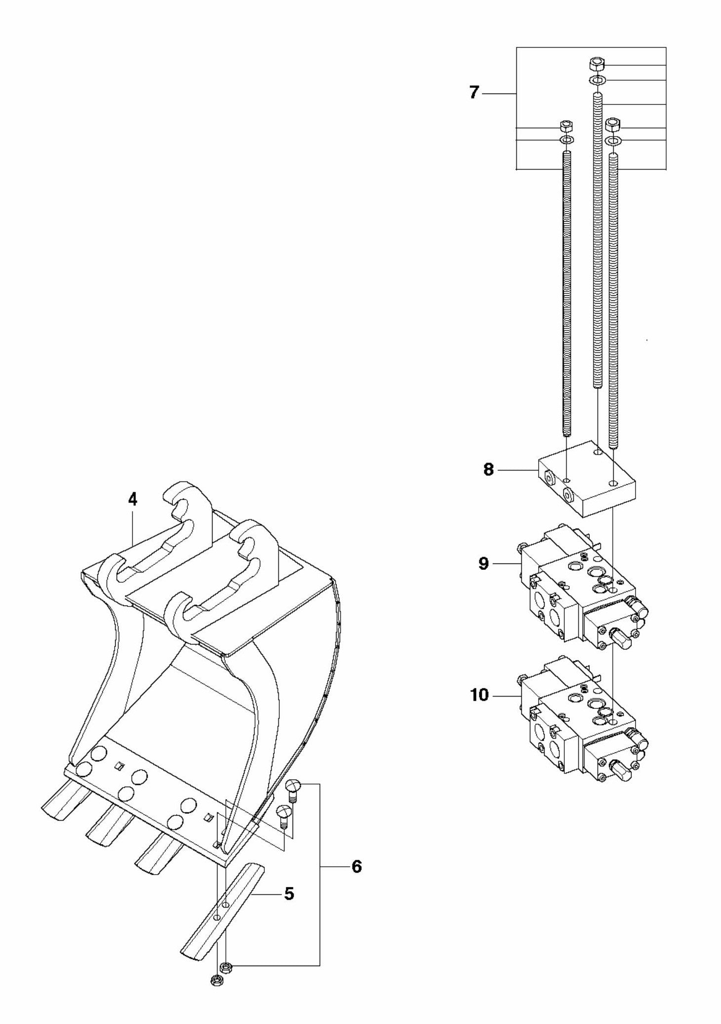 DXR 270 Chisels and Bucket Assembly Parts