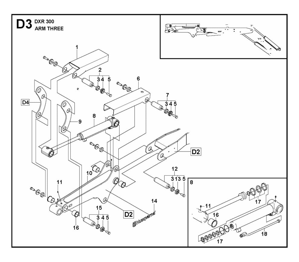 DXR 300 Arm Three Assembly Parts