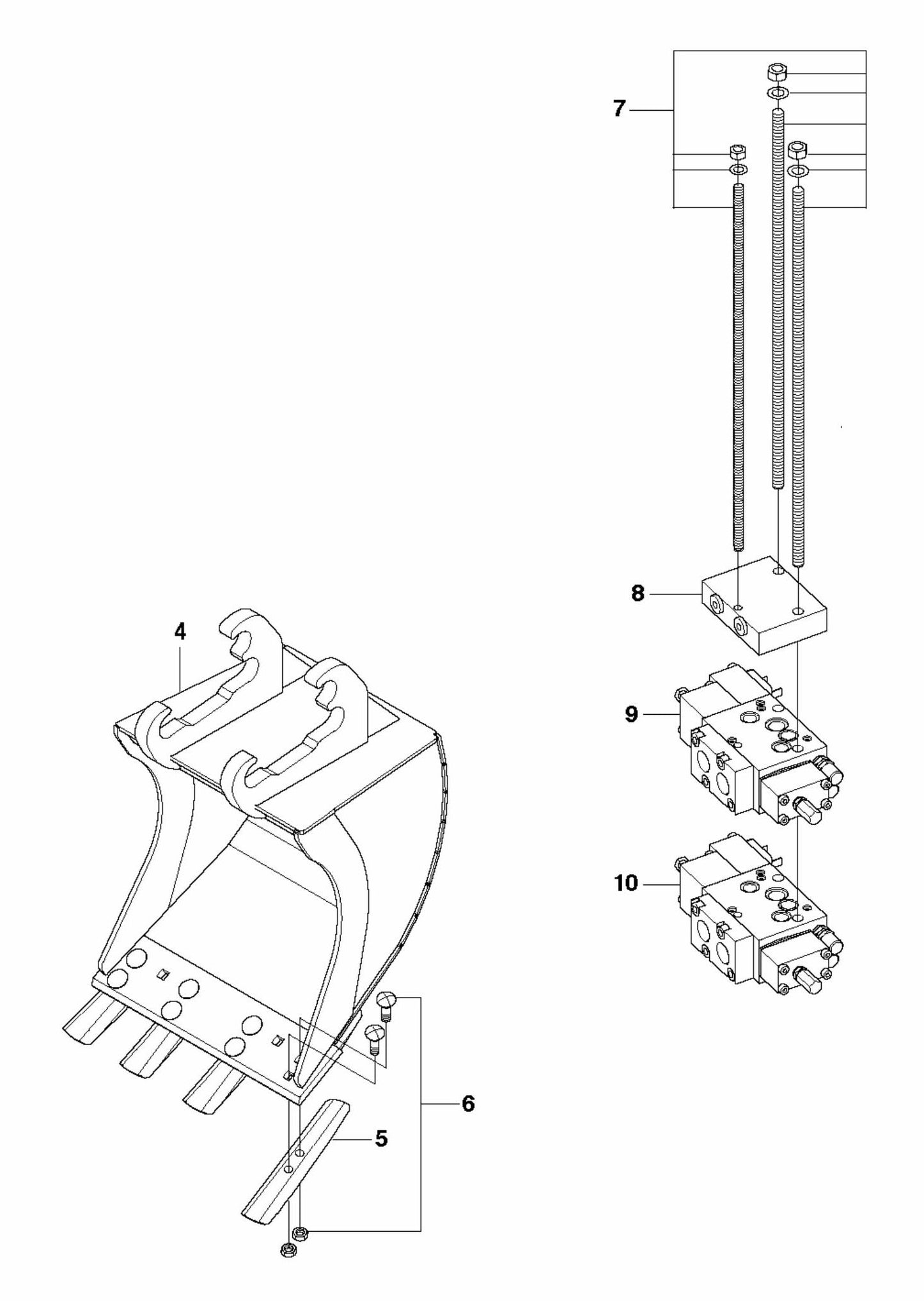 DXR 300 Chisels and Bucket Assembly Parts